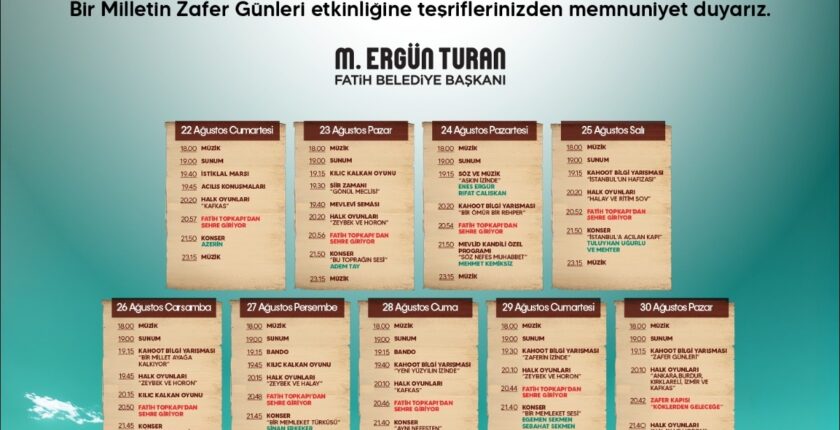 Fatih’te ‘Bir Milletin Zafer Günleri’ Etkinlikleri Başlıyor